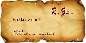 Raits Zseni névjegykártya
